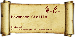 Hovanecz Cirilla névjegykártya